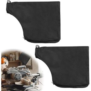 2 Pcs Miter Saw Dust Bag for 255 Model Oblique Cutting Saw, Black Dust Collection Bag for Miter Saw with Zipper, Dust Collection Hood for Tank Belt Sander, Edge Planer