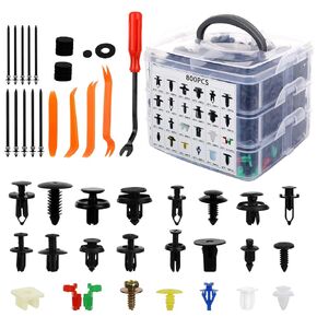835 PCS Car Push Retainer Clips and Plastic Fasteners Kit - 24 Sizes Nylon Bumper Fender Clips Plastic Rivets with Fasteners Removal Tool for Toyota GM Ford Honda Acura Chrysler