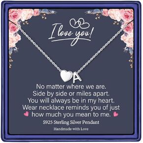 storup هدايا عيد الأم للفتيات في سن المراهقة قلادة، s925 الفضة الاسترليني القلب الأولي a-z قلادة قلادة القلائد القلب الصغير للفتيات عيد ميلاد الأمهات هدايا عيد للفتيات النساء هدايا المجوهرات in Kuwait