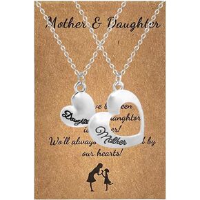 ShiQiao Spl Mother Mothers Day Gifts from Daughters Matching Necklaces for Mom and Daughter Birthday Gifts from Mama Mother Daughter Necklace for Women Girls Heart Silver Mother-Daughter Necklaces