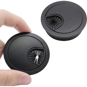 Waziaqoc 2PCS Zinc Alloy Desk Grommet, 2-1/8" Matte Black Cable Hole Cover for Office PC Desk Cable Cord