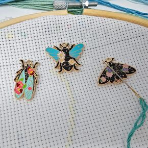 3pcs Bees Butterflies Cicadas Insect Themed Needle Minder, Magnetic Pin Holder for Cross Stitch, Needlework and Embroidery Accessories - Keep Your Needles Secure