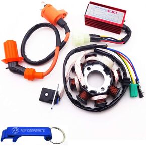 TC-Motor 8 Pole Magneto Stator Ignition Coil 6 Pin AC CDI Box For GY6 125cc 150cc ATV Go Kart Moped Scooter