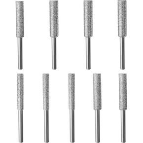 Stone Carving Set Diamond Burr Bits Compatible with Dremel, 9PCS Polishing Kits Rotary Tools Small Long Cone Accessories with 1/8’ Shank For Carving, Engraving, Grinding,Rocks, Jewelry, Glass（Silver)