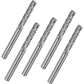 𝐋𝐮𝐨 𝐤𝐞 5 Pcs Double Slot Aluminum Cutting Burr - 1/8'' Shank Cylindrical Top Toothed Tungsten Carbide Burr Miniature Carving File for Rotary Tools includes Dremel (A Type) in Kuwait