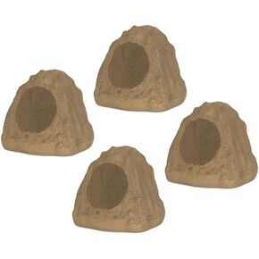 Theater Solutions 4R6S Outdoor Sandstone 6.5" Rock 4 Speaker Set for Deck Pool Spa Yard Garden