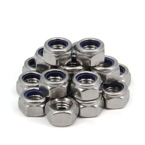 Yeebyee M14 x 2mm Pitch 304 Stainless Steel Self-Locking Hex Lock Nuts, Nylon Insert LockNuts Silver Metric Self Clinching Hex Lock Nuts for Hardware Parts, 20pcs/Pack (M14-20pcs)