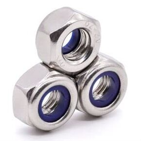 Glvaner M6-0.75mm (50 pcs) Stainless Steel Hex Locknuts Fine Thread UNF, 304 Stainless Steel Hexagon Lock Nuts with Blue Nylon Insert, Full Thread Coverage