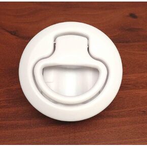 MARINE BOAT WHITE PLASTIC FLUSH PULL SLAM LATCH HATCH LIFT 2 3/8"D