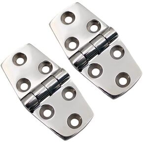 2 Pack Stainless Steel Boat Hinges, Hinges Marine Grade 6 Holes (76 X 61 mm), Boat Hatch Hinge for Yachts Doors Windows Silver