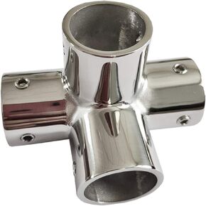 NRC&XRC Marine Grade 316 Stainless Steel Mirror Polished Hand Rail Fitting-90 Degree 7/8inch 4 Way Corner Elbow,7/8 inch Pipe Hand Rail Tee