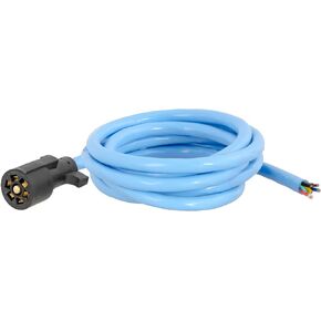 CURT 56613 Extreme Temperature, Cold Weather 7-Pin RV Blade Trailer Wiring Harness Plug, 10-Foot Blunt-Cut Wires, -40F to 221F Degree Rating , Black