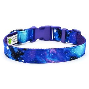 Galaxy Dog Collar - Sky and Stars on Purple and Blue - Outer Space - 4 Sizes To Fit 9 to 27 Inches - 1 Inch Wide (X-Large 17-27")