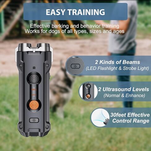 Dog Bark Deterrent Device, Dual Ultrasonic Anti Bark Devices Dog Whistle to Stop Barking and Stop Bad Behavior, Professional Training Tool with Long Range and Long Battery Life in Kuwait