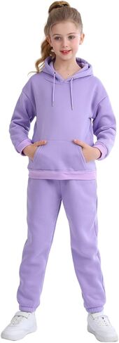 NHUHEQ Girl's Hooded Suit Kids Pullover Sweatsuit and Jogging Pants Unisex Tracksuit for Age 1-13 Years Outfit in Saudi Arabia