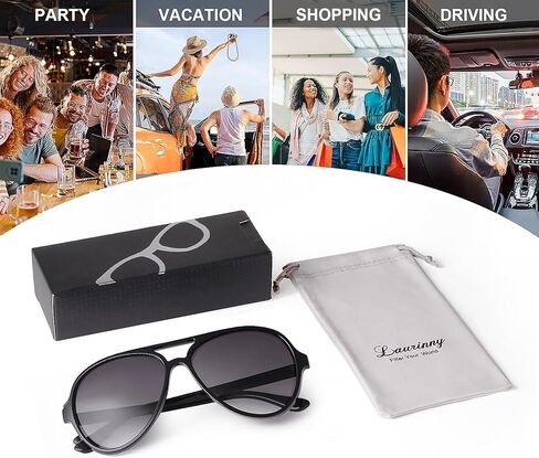 Laurinny Retro Aviator Sunglasses for Women Men, Classic 70s Vintage Trendy Aviator Sun Glasses Womens Sunnies in Kuwait