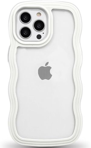 Anuck for iPhone 8 Plus & 7 Plus Case Wavy Edge Clear Back Design, Anti-Slip Grip Cute Wave Curly Frame Shape Shockproof Soft TPU & Hard Bumper Protective Phone Case Cover for Women Girls, Black in Saudi Arabia