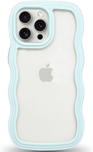 Anuck for iPhone 8 Plus & 7 Plus Case Wavy Edge Clear Back Design, Anti-Slip Grip Cute Wave Curly Frame Shape Shockproof Soft TPU & Hard Bumper Protective Phone Case Cover for Women Girls, Black in Saudi Arabia