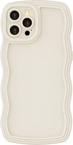 Anuck Case for iPhone 12 Pro Case Wave, Curly Frame Design for Women Girls, Cute Wavy Solid Color Aesthetic Phone Case Soft Flexible TPU Shockproof Full-Body Protective Case Cover 6.1 inch - White in Saudi Arabia
