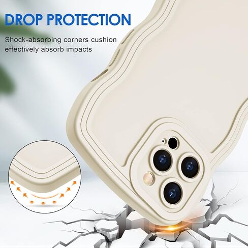 Anuck Case for iPhone 12 Pro Case Wave, Curly Frame Design for Women Girls, Cute Wavy Solid Color Aesthetic Phone Case Soft Flexible TPU Shockproof Full-Body Protective Case Cover 6.1 inch - White in Saudi Arabia