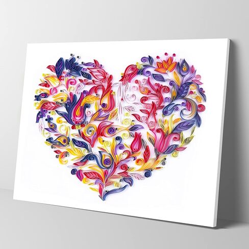 مجموعة اللف الورقية Uniquilling للبالغين المبتدئين، 16 * 20 بوصة قلب مزهر، مجموعة رائعة من أدوات الرسم الورقية DIY أدوات اللف، ديكور فني جداري لغرفة المنزل أفضل الهدايا (أساسية) in Kuwait