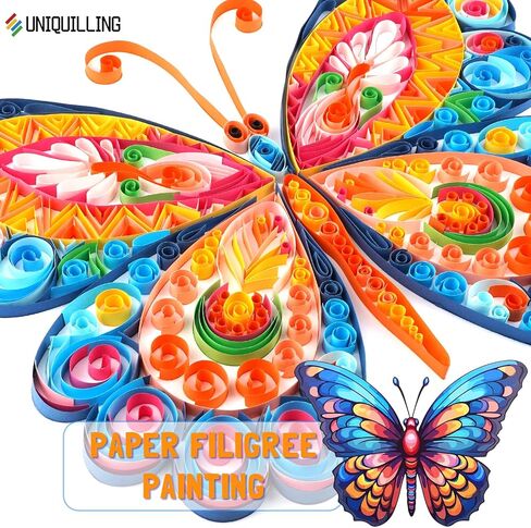 مجموعات اللف الفريدة من نوعها، مجموعة اللف الورقية للبالغين المبتدئين، 16 * 20 بوصة فراشة ساحرة مع أدوات اللف الورقية واستخدام الدليل، مجموعات DIY للكبار مجموعات الرسم الورقي لتزيين الجدران in Kuwait