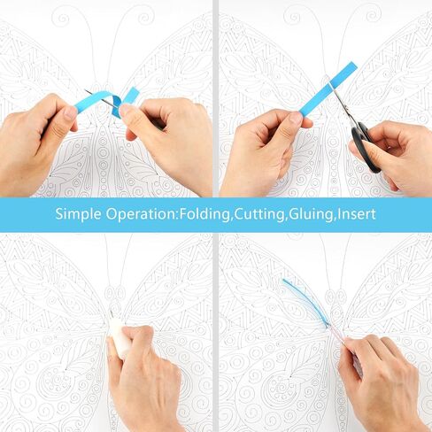 مجموعات اللف الفريدة من نوعها، مجموعة اللف الورقية للبالغين المبتدئين، 16 * 20 بوصة فراشة ساحرة مع أدوات اللف الورقية واستخدام الدليل، مجموعات DIY للكبار مجموعات الرسم الورقي لتزيين الجدران in Kuwait