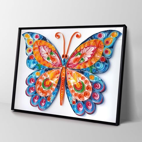 مجموعات اللف الفريدة من نوعها، مجموعة اللف الورقية للبالغين المبتدئين، 16 * 20 بوصة فراشة ساحرة مع أدوات اللف الورقية واستخدام الدليل، مجموعات DIY للكبار مجموعات الرسم الورقي لتزيين الجدران in Kuwait