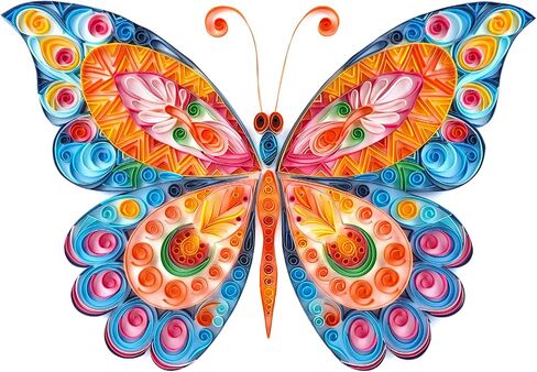 مجموعات اللف الفريدة من نوعها، مجموعة اللف الورقية للبالغين المبتدئين، 16 * 20 بوصة فراشة ساحرة مع أدوات اللف الورقية واستخدام الدليل، مجموعات DIY للكبار مجموعات الرسم الورقي لتزيين الجدران in Kuwait