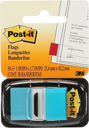 أعلام Post-it، أزرق ساطع، عرض 1 بوصة، 50 لكل موزع، 1 موزع لكل عبوة (680-23 (36)) in Kuwait