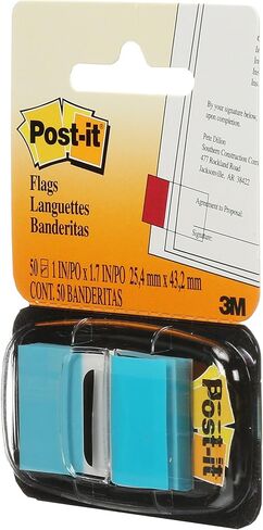 أعلام Post-it، أزرق ساطع، عرض 1 بوصة، 50 لكل موزع، 1 موزع لكل عبوة (680-23 (36)) in Kuwait