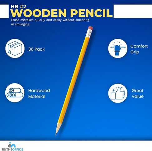 1InTheOffice #2 Wooden Pencil, Woodcase Pencils HB (#2), Black Lead, Yellow Barrel - 36/Pack in Saudi Arabia