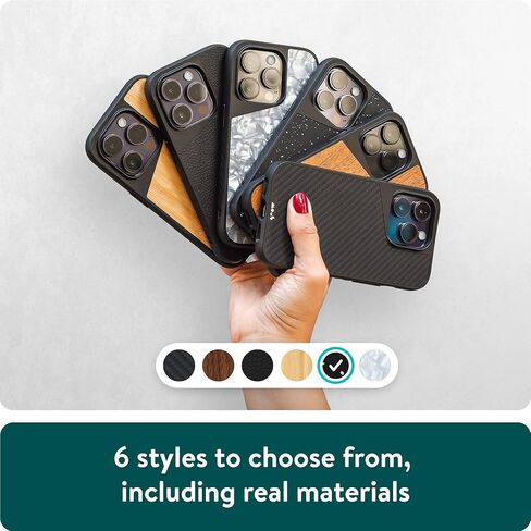 Mous - حافظة لهاتف iPhone 14 Pro Max واقية - الجوز - Limitless 5.0 - متوافقة تمامًا مع MagSafe - حافظة iPhone 14 Pro Max من الخشب الحقيقي مقاومة للصدمات in Kuwait