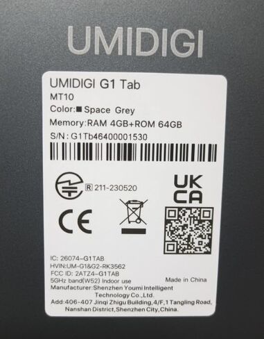 UMIDIGI G1 Tab Android 13 Tablet 2024، 8(4+4) GB+64GB 1 تيرابايت توسيع، 5G/2.4G WiFi، 10.1 بوصة HD اللوحي مع معالج رباعي النواة يصل إلى 2.0 جيجا هرتز، 6000 مللي أمبير، كاميرا مزدوجة، BT، 1280 * 800 شاشة اللمس in Kuwait