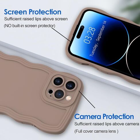 Anuck Case for iPhone 12 Pro Case Wave, Curly Frame Design for Women Girls, Cute Wavy Solid Color Aesthetic Phone Case Soft Flexible TPU Shockproof Full-Body Protective Case Cover 6.1 inch - White in Saudi Arabia