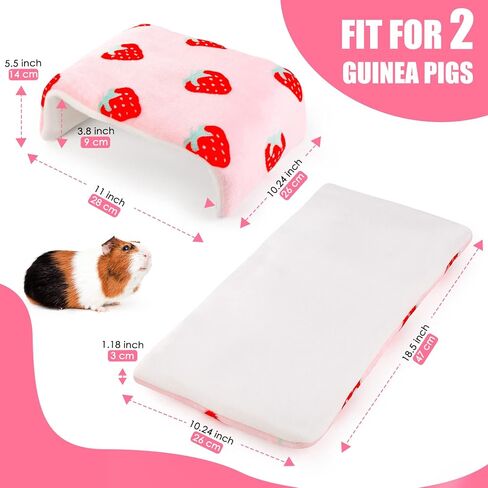 مخبأ خنزير غينيا القابل للطي من ONEJU، نفق خنزير غينيا، نفق الأرانب، ملحقات قفص خنزير غينيا لخنزير غينيا، الأرنب، الهامستر، شينشيلا، النمس، الأرنب وغيرها من الحيوانات الأليفة الصغيرة - نمط الفراولة in Kuwait