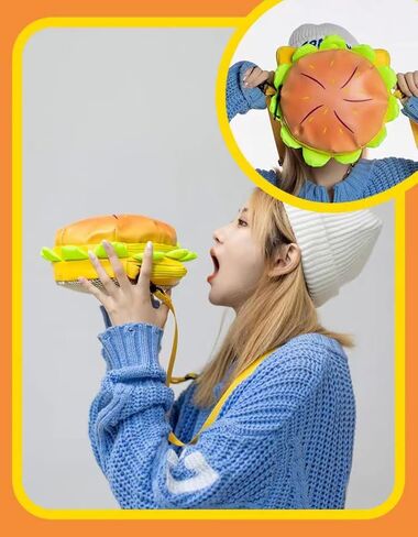 NULAOBA Crossbody Hamburger Purse Hamburger Backpack Unique Cheeseburger Backpack Funky Purse Happy Meal Purse- Gift for Burger Lovers in Saudi Arabia