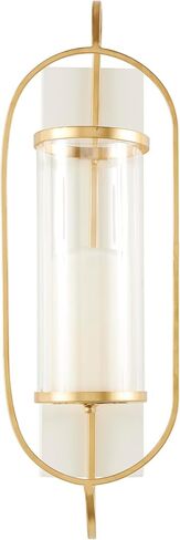 Deco 79 Metal Oval Wall Sconce with White Wood Backing, 7" x 6" x 20", Gold in Saudi Arabia