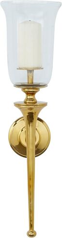 Deco 79 Aluminum Wall Sconce with Glass Holder, 8" x 8" x 30", Silver in Kuwait