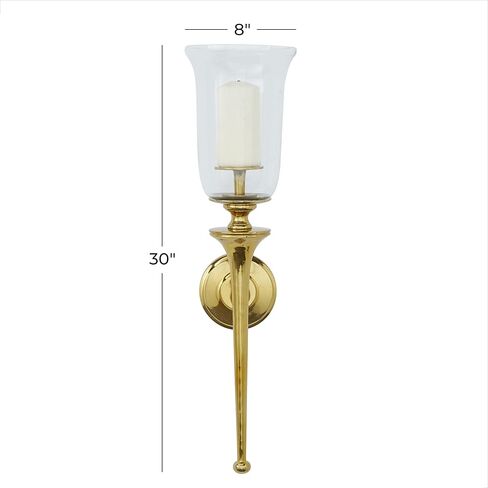Deco 79 Aluminum Wall Sconce with Glass Holder, 8" x 8" x 30", Silver in Kuwait