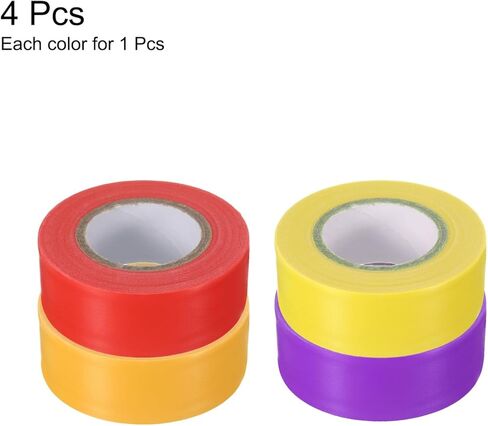 uxcell PVC Flagging Tape 25mm x 30m/98.4ft Marking Tape Non-Adhesive 4pcs Assorted Colors Tape for Tree Marking, Trail Marking, and Survey in Boundaries Hazardous Areas Home Workplace in Saudi Arabia