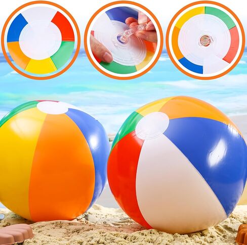 LovesTown 12 Pack 8" Beach Balls, Beach Balls Bulk Inflatable Beach Balls for Birthday Party Supplies Decorations Beach Summer Swimming Party Party Favors in Saudi Arabia