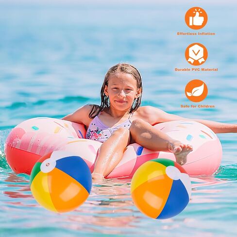 LovesTown 12 Pack 8" Beach Balls, Beach Balls Bulk Inflatable Beach Balls for Birthday Party Supplies Decorations Beach Summer Swimming Party Party Favors in Saudi Arabia