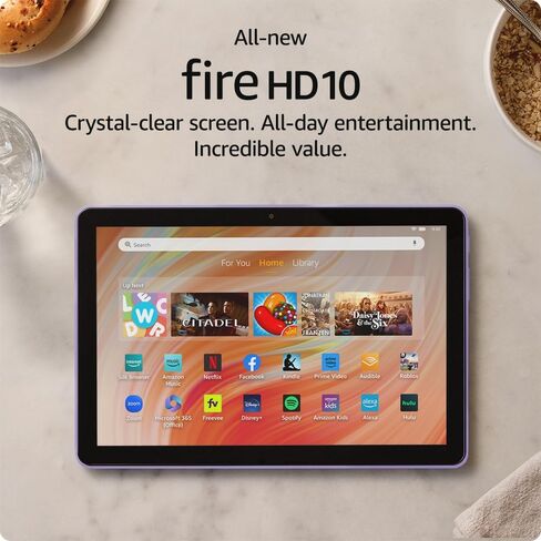 Certified Refurbished Amazon Fire HD 10 tablet, built for relaxation, 10.1" vibrant Full HD screen, octa-core processor, 3 GB RAM, latest model (2023 release), 32 GB, Lilac in Saudi Arabia