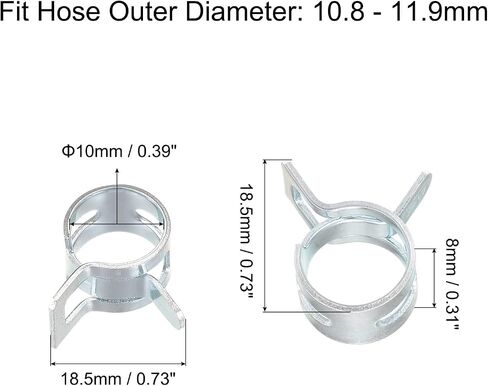 uxcell 10pcs 4mm Spring Band Type Action Fuel/Silicone Vacuum Hose Pipe Clamp Low Pressure Air Clip Clamp, Zinc Plated in Saudi Arabia