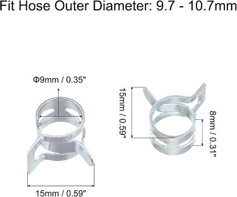 uxcell 10pcs 4mm Spring Band Type Action Fuel/Silicone Vacuum Hose Pipe Clamp Low Pressure Air Clip Clamp, Zinc Plated in Saudi Arabia