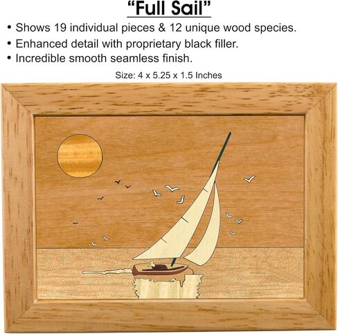 Wood Sailboat Gift Box - Trinket Organizer With Hinged Lid - Store Rings, Bracelets, Watches, Coins - Great Gift For Any Occasion - Birthdays, Christmas, Graduation - (#2129AH 6x8x2) in Saudi Arabia