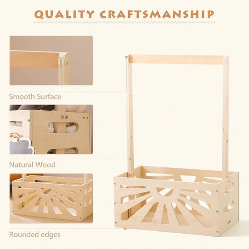 8 In 1 Wooden Baby Shower Crate Closet, Baby Basket with Handle Footprint Kit for Baby Shower Gifts, Baby Shower Wooden Gift Crate, Baby Personailzed Basket for Pregnancy New Parent in Saudi Arabia