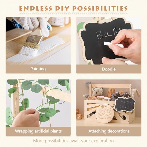 8 In 1 Wooden Baby Shower Crate Closet, Baby Basket with Handle Footprint Kit for Baby Shower Gifts, Baby Shower Wooden Gift Crate, Baby Personailzed Basket for Pregnancy New Parent in Saudi Arabia