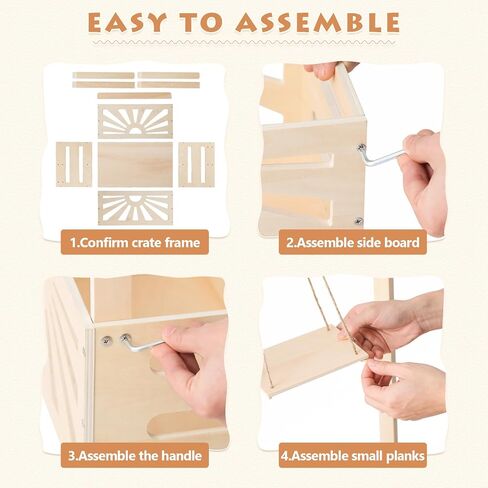 8 In 1 Wooden Baby Shower Crate Closet, Baby Basket with Handle Footprint Kit for Baby Shower Gifts, Baby Shower Wooden Gift Crate, Baby Personailzed Basket for Pregnancy New Parent in Saudi Arabia